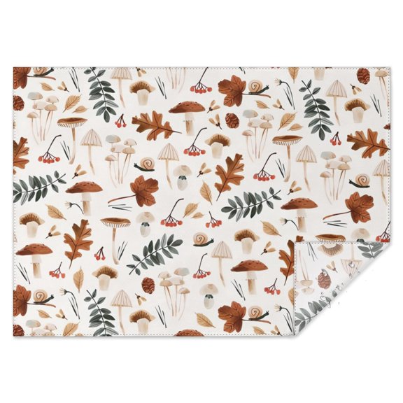 Fall Mushrooms Leaves Pattern Rectangle Tablecloth 60"x84",Waterproof Polyester Rectangle Table Cloth, Wipeable Spillproof Polyester Tablecloth for Dining, Camping, Indoor and Outdoor
