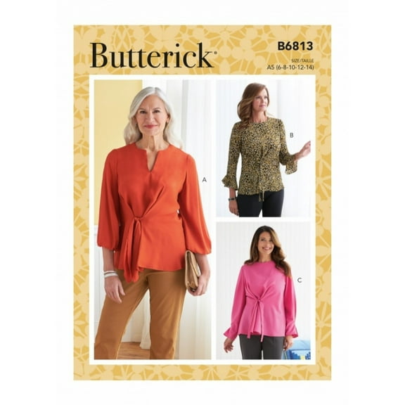 Butterick Sewing Pattern 6813 Tops A5 (6-8-10-12-14)