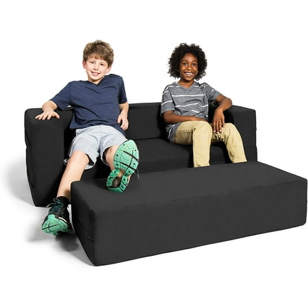UPC: 0845628057391 | Jaxx Zipline Sofa & Large Ottoman 3 in 1 Fold Out Sofa  Big Kids Edition  Black