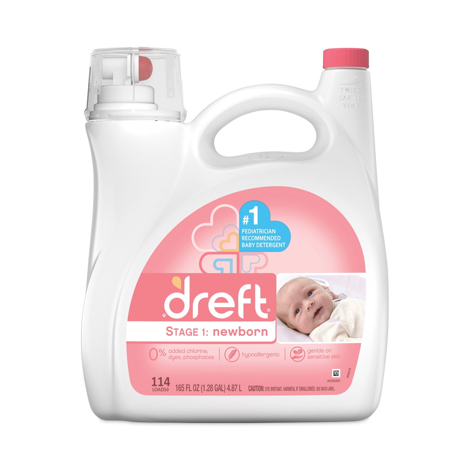Dreft Ultra Laundry Detergent, Baby Powder Scent, 165 oz Bottle, 4