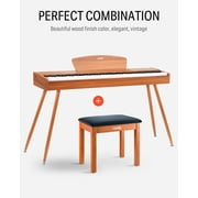 Donner Piano Bench with Storage, Solid Wood Keyboard Bench Piano Bookcase Stool Chair Seat with High-Density Suede Cushion