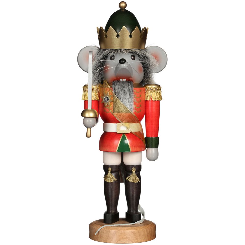 15.5" Free Standing Christian Ulbricht Handcrafted Wooden Mouse King Nutcracker