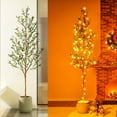 thumbnail image 3 of DR.Planzen 7ft Artificial Olive Tree Indoor, Tall Faux Olive Tree, Artificial Plants with Natural Wood Trunk and Lifelike Fruits for Home Office Decor, 3 of 10
