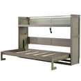thumbnail image 6 of Euroco Wood Twin XL Murphy Bed with Desk and LED Light, Storage Wall Bed with USB Charging Station, 6 of 12