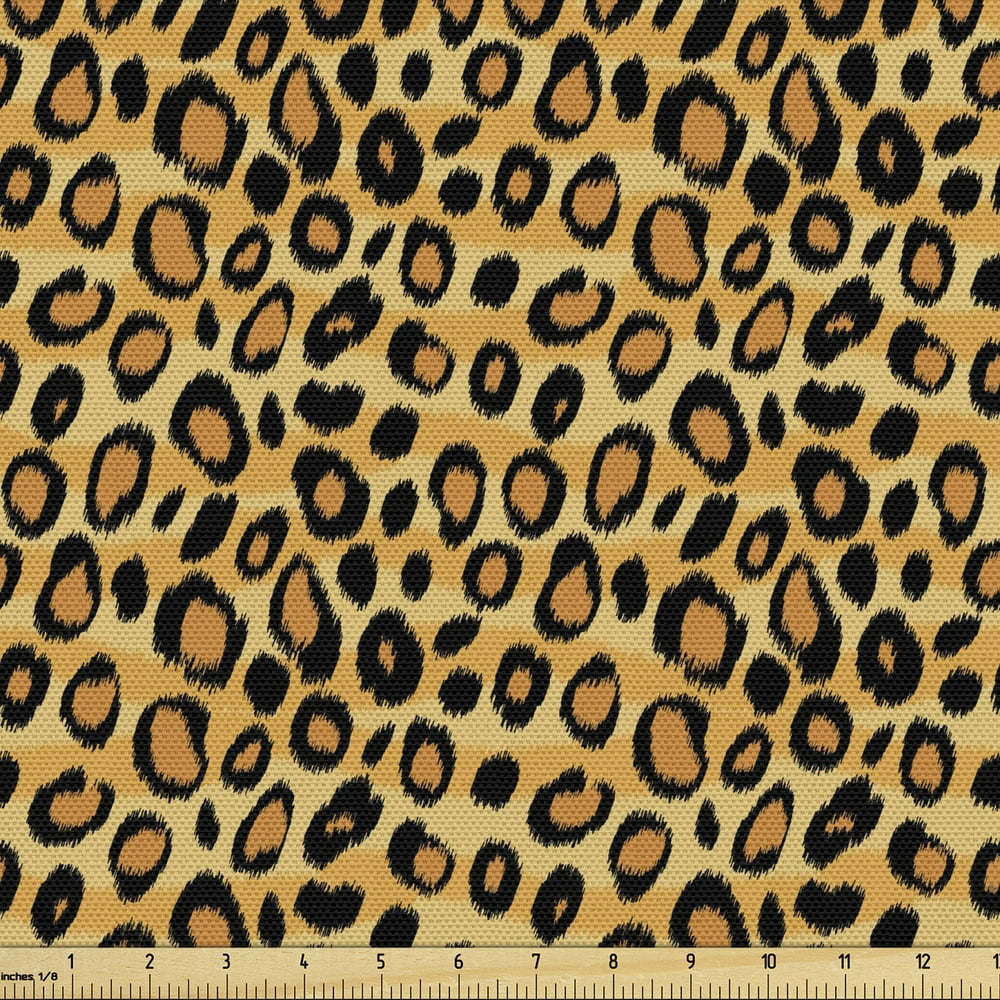 Leopard Print Fabric by the Yard, Spotty Jungle Safari Feline Print Wild Africa Inspiration Tile