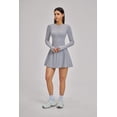 thumbnail image 3 of PISONIC Women Tennis Dress Long Sleeve Athletic Outfit with Built in Shorts Mini Golf Workout Dress with Pockets, 3 of 8