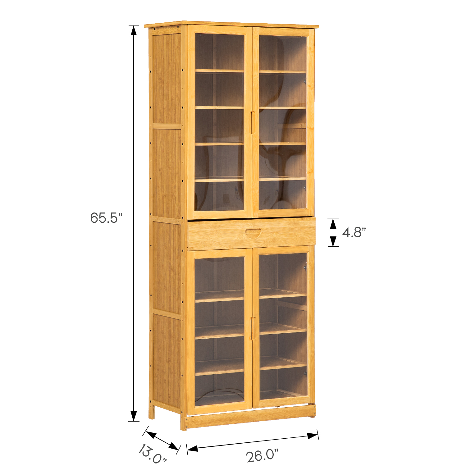 MoNiBloom Bamboo 10 Tiers 1 Drawer Tall Shoe Cabinet, 36 Pairs Sneakers Storage Shelf, Natural, for Entryway - image 2 of 11