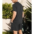 thumbnail image 4 of Conjunto de Camisa de Lino de algodón Manga Corta Hombres Traje Informal con Botones Transpirable para la Playa Negro XXL, 4 of 6