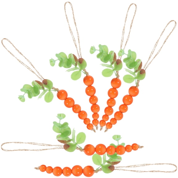 VERDANVERSE 6Pcs Rustic Wooden Beaded Carrots Easter Hanging Ornaments for Farmhouse Party Decor