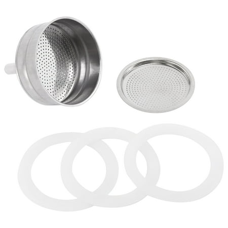 

6-Cup Moka Coffee Machine Replacement Funnel Kits Compatible for Moka 3 Packs Replacement Gasket Seals