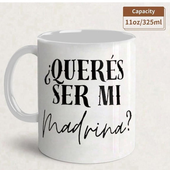 Godmother Ceremony Mug Heartwarming Madrina Ask Ceramic Cup 11oz Meaningful Godparent Women Family Commitment Present in Elegant Script