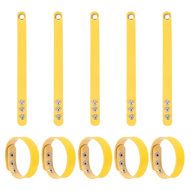 Uxcell 10 Pcs Pulseras de Cuero Planas Pulseras de Broche de Cuero Ajustables Cuffs en Blanco Pulseras de Manualidades para Hombres Mujeres Fabricación de Joyería, Amarillo