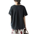 thumbnail image 3 of Blusa vintage de verano para mujer Camiseta asimétrica de manga corta con cuello redondo Eccomum Negro M, 3 of 7