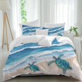 thumbnail image 2 of Blue Coastal Bedding 3 Piece Duvet Cover Set California King, Sea Turtle Summer Beach Waves Nautical Soft Microfiber Comforter Cover with Zipper Closure & Pillowcases, FadeResistant Quilt Cover, 2 of 9
