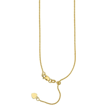 10k Yellow Gold Adjustable Wheat Chain with Slider Adjust Up to 22 inches