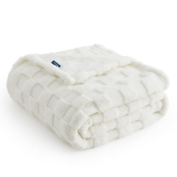 Manta para cama, forro polar de franela blanca, 130 x 150 cm
