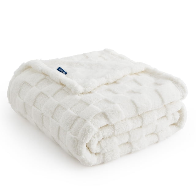 Manta para cama, forro polar de franela blanca, 130 x 150 cm