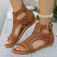 thumbnail image 3 of Womens Wedge 2026 Sandals Cute Wedge Heels Spring Open Toe Trendy Casual Walking Shoes Comfortable Cut out Summer Cover Dressy Ankle Boots Brown Size 8.5, 3 of 6