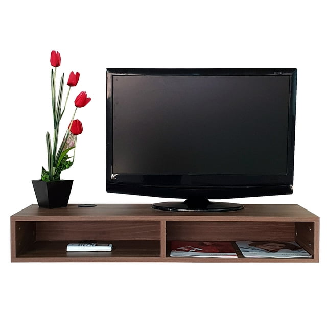 Repisa Escritorio Flotante para TV Minimalista Moderna CAFE NOGAL NEO Decomobil RTVF-100X30-C
