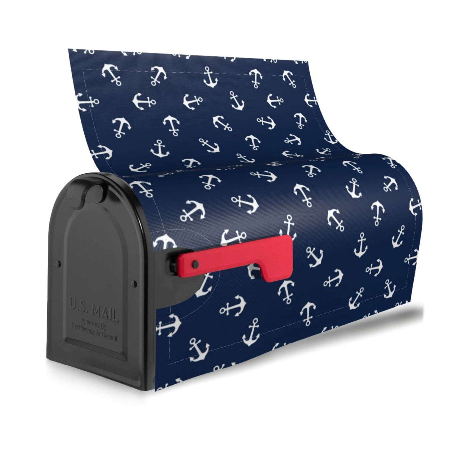 Naloa Nautical Themed Simple Anchors Mailbox Covers Magnetic Post Box Cover Post Letter Box Cover Garden Decor-21x18 in