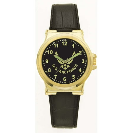 US Air Force Leather Dress Watch (Gold Color)