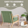 thumbnail image 3 of SAETSFEG Mid-Century Accent Chair with Pillow, Upholstered Armchair with Solid Wood Frame & Thick Cushion for Living Room, Bedroom, Small Space, Green, 3 of 8