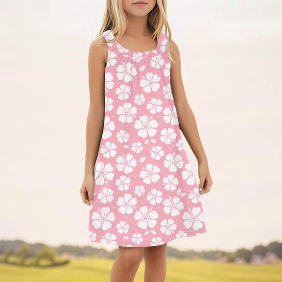 Girl's Dresses Beach Swim Cover Up Summer Sleeveless Tank Kids Clothing