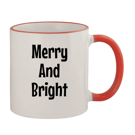

Merry And Bright - 11oz Ceramic Colored Rim & Handle Coffee Mug Red