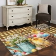thumbnail image 3 of Area Rug for Living Room, Easter Chicken Eggs Non-Slip Indoor Large Carpet for Bedroom/Dining Room, Spring Daisy Flowers Yellow Brown Check Washable Low-Profile Rectangle Floor Runner Rugs - 4 x 6 Ft, 3 of 8