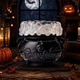 thumbnail image 6 of Halloween Witch Cauldron Candle Holder, LED Purple Light with Mist Bubbling Effect, Bat Embossed Design, Spooky Tabletop Decorative Centerpiece for Home Party Festive Display, 6 of 8