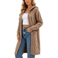 thumbnail image 3 of Brqkzdu Womens Long Cardigan Sweaters Hooded Open Front Oversized Ribbed Knit Cardigan Fall Loose Comfy Sweater Cardigan, 3 of 8