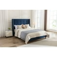 thumbnail image 3 of Luxury Upholstered Queen Bed / 54" Tall Wingback Headboard / Handcrafted Button Tufting / Nailhead Accent Trim / Box Spring Not Required / Quick Tool-Free Assembly / Rich Sapphire Velvet Fabric, 3 of 9