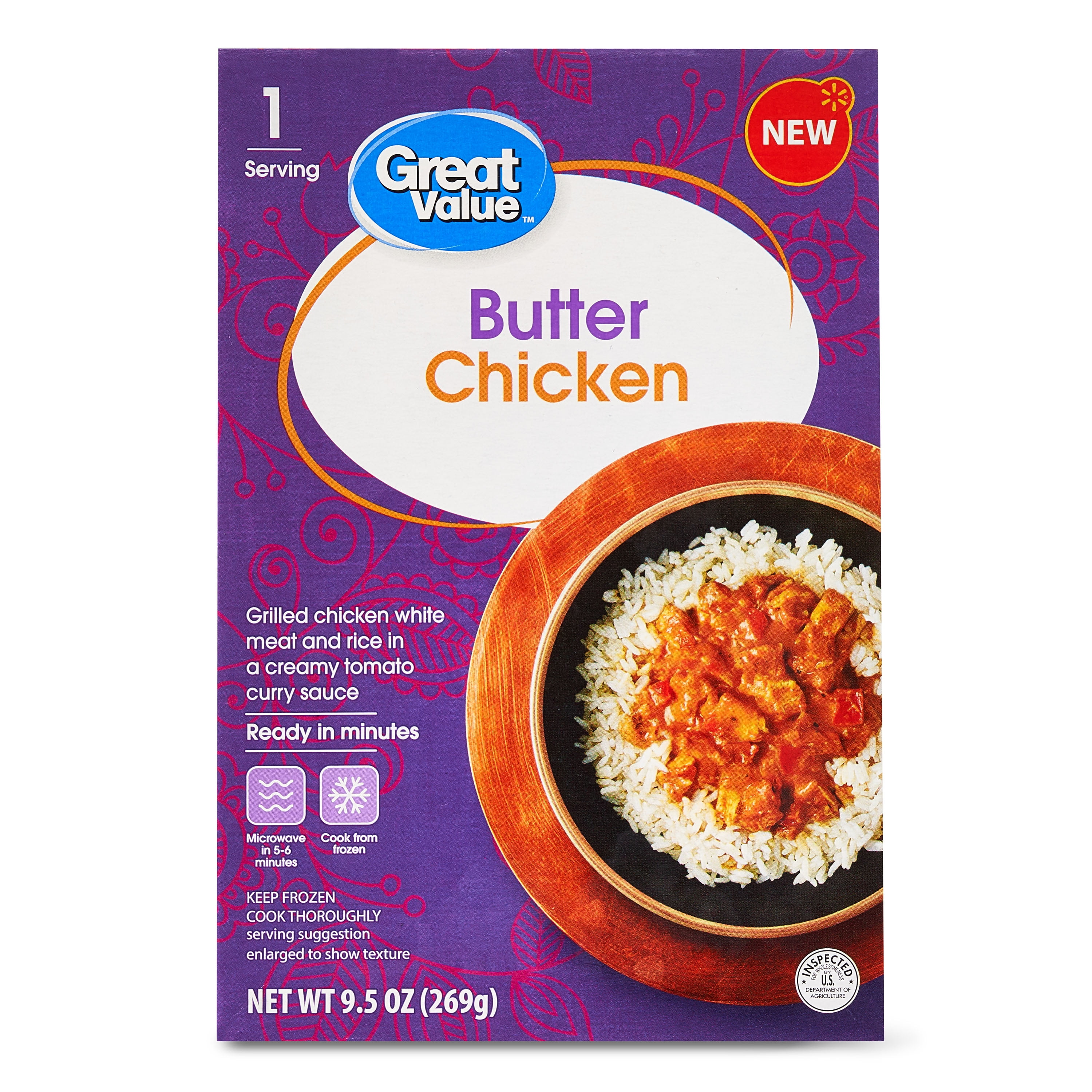 Great Value Butter Chicken, 9.5 ounces (Frozen)