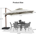 thumbnail image 6 of PURPLE LEAF 11FT Deluxe Square Wood Grain Patio Umbrella with Base, Large Offset Cantilever Umbrella with 360° Rotation, Cream, 6 of 6