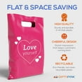 thumbnail image 3 of OptiPak 12x15 Merchandise Bags - Plastic Bags with Handles - Package Bags - Love Yourself Bulk of 50 Pack Bright Pink, 3 of 4