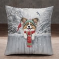 thumbnail image 2 of Playful Papillon Welcomes Winter Snowy Day with Cardinal Bird Pillowcase Double Sided Pap Butterfly Dog Lover Pillow Case Covers - 2017, 2 of 3