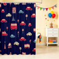 thumbnail image 2 of Erosebridal Cartoon Car Shower Curtain 72Wx72L, Automobile Bathroom Curtain, Navy Blue, 2 of 5