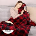 thumbnail image 3 of CozyHom Heated Throw 50" x 60", Electric Blanket Double-Layer Flannel with 4 Heating Settings, 4 Hours Auto Off, 5 Years Warranty, ETL Certified, Machine Washable, Black & Red, 3 of 8