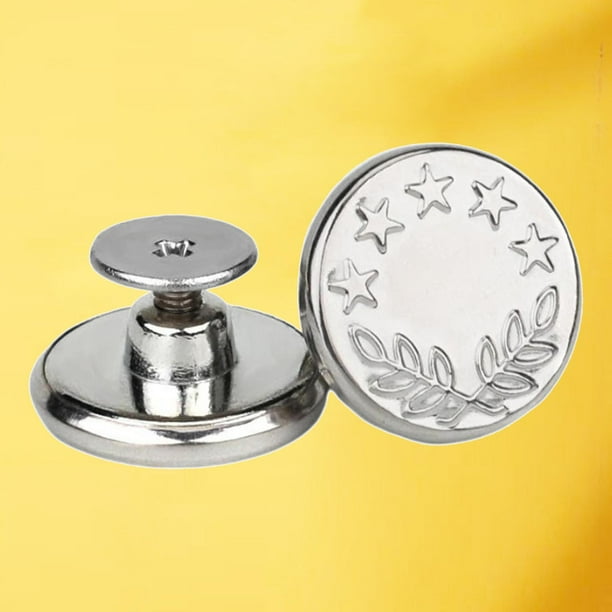 3 botones de recambio de 17 mm, botones desmontables para pantalones sin costuras instantáneos, botón extraíble para o reduci - Estrella plateada BLESIY botón de jean