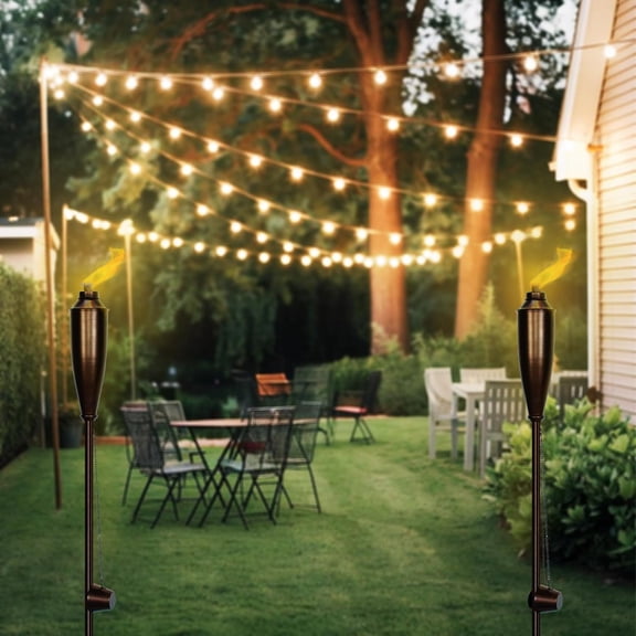 Garden Torches for Outside -  Home Pack of 4 Metal Garden Torches Citronella Oil for Outdoor Ambiance - Decorative and Functional Citronella Torches for , Lawn, and Backyard - Bronze