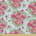 thumbnail image 1 of Floral Fabric by the Yard Upholstery, Blooming Flowers and Leaves Vintage Garden Art, Decorative Fabric for DIY and Home Accents, Blue Pink by Ambesonne, 1 of 5