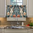 thumbnail image 2 of Yayeee Kitchen Curtains Tier Pair Light Filtering 27"x24" Rod Pocket Short Cafe Window Panel, Flowers Cat, 2 of 7