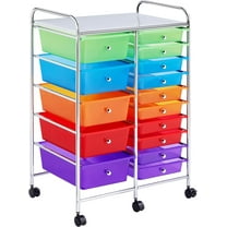 XPOPR 15 Drawers Rolling Storage Cart Multipurpose Mobile Rolling Utility Storage Organizer Cart Tools Scrapbook Paper Organizer on Wheels, Multicolor