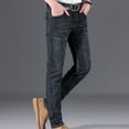 thumbnail image 5 of Hvyesh Men's Jean Pants Big and Tall Basic Jeans Cozy Streetwear Work Outdoor Full Length Pants Straight Fit Washed Denim Jeans, 5 of 9