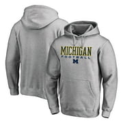 Men's Fanatics Branded Heathered Gray Michigan Wolverines True Sport Football Pullover Hoodie