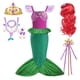 thumbnail image 5 of Disney-vestido de princesa sirena para niños, traje de lujo con volantes de encaje para Halloween, Carnaval, fiesta de cumpleaños, disfraz de Ariel, novedad de 2023, 5 of 5