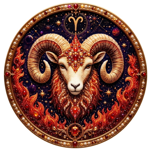 Aries Zodiac Sign 5D Diamond Painting Kit for Adults DIY Rhinestone Art Kit Astrology Star Sign Gem Embroidery for Home Wall Decor Stress Relief Creative Hobby Craft Gift All-in-One Set