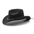thumbnail image 2 of Sombrero de copa vaquero occidental Fieltro negro, 2 of 4