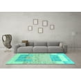 thumbnail image 3 of Ahgly Company Machine Washable Indoor Square Abstract Turquoise Blue Modern Area Rugs, 7' Square, 3 of 4