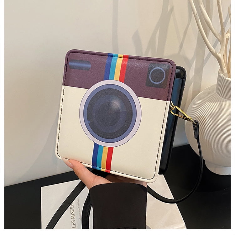 2025 New Fall Trendy Camera Bag for Women, Stylish Niche Color-Block PU Crossbody Bag - Small Vertical Square Shoulder Bag with Zipper Closure for Daily Matching (Black)